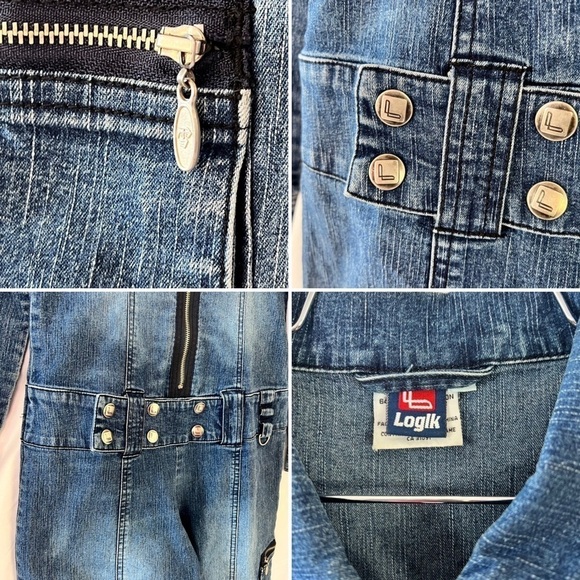 LOGIK BLUE JEANS JUMPSUIT OVERALL Y2K LONG SLEEVES JUMPSUIT 90s VINTAGE SIZE 26 - Picture 14 of 17